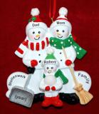 Family Christmas Ornament Snow & Fun for 3 Personalized FREE at PersonalizedOrnamentsMarket.com by Russell Rhodes