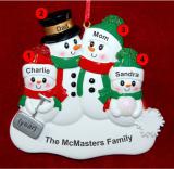 Family Christmas Ornament Snow & Fun for 4 Personalized FREE at PersonalizedOrnamentsMarket.com by Russell Rhodes