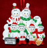 Family Christmas Ornament Snow & Fun for 6 Personalized FREE at PersonalizedOrnamentsMarket.com by Russell Rhodes