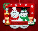 Couples Christmas Ornament Perfect Picture with 3 Dogs, Cats, Pets Custom Add-onss Personalized FREE at PersonalizedOrnamentsMarket.com by Russell Rhodes