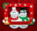 Grandparents Christmas Ornament Perfect Picture 2 Grandkids with Pet Personalized FREE at PersonalizedOrnamentsMarket.com by Russell Rhodes