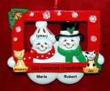 Grandparents Christmas Ornament Perfect Picture 2 Grandkids with 2 Dogs, Cats, Pets Custom Add-onss Personalized FREE at PersonalizedOrnamentsMarket.com by Russell Rhodes