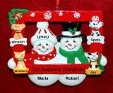 Grandparents Christmas Ornament Perfect Picture 2 Grandkids with 4 Dogs, Cats, Pets Custom Add-onss Personalized FREE at PersonalizedOrnamentsMarket.com by Russell Rhodes