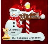 Grandparents Christmas Ornament Let it Snow Grandson with Pet Personalized FREE at PersonalizedOrnamentsMarket.com by Russell Rhodes