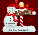 New Grandson Christmas Ornament Let it Snow Personalized FREE at PersonalizedOrnamentsMarket.com by Russell Rhodes