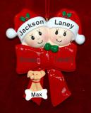 Grandparents Christmas Ornament What a Gift! 2 Grandkids with Pets Personalized FREE at PersonalizedOrnamentsMarket.com by Russell Rhodes