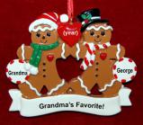 Grandma's New Grandchild Christmas Ornament Gingerbread Fun Personalized FREE at PersonalizedOrnamentsMarket.com by Russell Rhodes