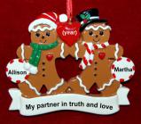 Lesbian Christmas Ornament Gingerbread Fun Personalized FREE at PersonalizedOrnamentsMarket.com by Russell Rhodes