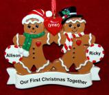 Our First Christmas Together Ornament Gingerbread Fun Personalized FREE at PersonalizedOrnamentsMarket.com by Russell Rhodes