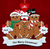 Single Dad Christmas Ornament 2 Children Gingerbread Fun Personalized FREE at PersonalizedOrnamentsMarket.com by Russell Rhodes