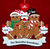 Grandparents Christmas Ornament 3 Grandkids Gingerbread Fun Personalized FREE at PersonalizedOrnamentsMarket.com by Russell Rhodes