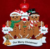 Single Dad Christmas Ornament 2 Children Gingerbread Fun with Dogs, Cats, Pets Custom Add-ons Personalized FREE at PersonalizedOrnamentsMarket.com by Russell Rhodes