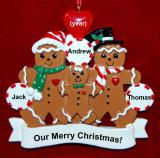 Gay Family Christmas Ornament 1 Child Gingerbread Fun Personalized FREE at PersonalizedOrnamentsMarket.com by Russell Rhodes