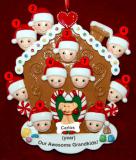 Grandparents Christmas Ornament Gingerbread Joy for 10 with 1 Dog, Cat, Pets Custom Add-on Personalized FREE at PersonalizedOrnamentsMarket.com by Russell Rhodes