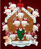 Grandparents Christmas Ornament Gingerbread Joy 10 Grandkids with 2 Dogs, Cats, Pets Custom Add-ons Personalized FREE at PersonalizedOrnamentsMarket.com by Russell Rhodes