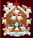 Grandparents Christmas Ornament Gingerbread Joy 10 Grandkids with 3 Dogs, Cats, Pets Custom Add-ons Personalized FREE at PersonalizedOrnamentsMarket.com by Russell Rhodes