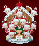 Group or Family Christmas Ornament Gingerbread Joy for 11 with 1 Dog, Cat, Pets Custom Add-on Personalized FREE at PersonalizedOrnamentsMarket.com by Russell Rhodes