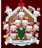 Grandparents Christmas Ornament Gingerbread Joy 11 Grandkids with 2 Dogs, Cats, Pets Custom Add-ons Personalized FREE at PersonalizedOrnamentsMarket.com by Russell Rhodes