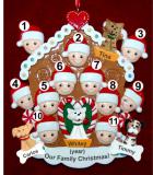 Group or Family Christmas Ornament Gingerbread Joy for 11 with 4 Dogs, Cats, Pets Custom Add-ons Personalized FREE at PersonalizedOrnamentsMarket.com by Russell Rhodes