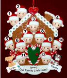 Group or Family Christmas Ornament Gingerbread Joy for 12 with 2 Dogs, Cats, Pets Custom Add-ons Personalized FREE at PersonalizedOrnamentsMarket.com by Russell Rhodes