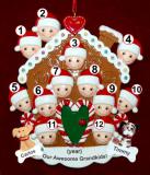 Grandparents Christmas Ornament Gingerbread Joy 12 Grandkids with 2 Dogs, Cats, Pets Custom Add-ons Personalized FREE at PersonalizedOrnamentsMarket.com by Russell Rhodes