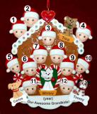 Grandparents Christmas Ornament Gingerbread Joy 12 Grandkids with 4 Dogs, Cats, Pets Custom Add-ons Personalized FREE at PersonalizedOrnamentsMarket.com by Russell Rhodes