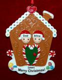 Single Dad Christmas Ornament Gingerbread Joy 1 Child Personalized FREE at PersonalizedOrnamentsMarket.com by Russell Rhodes