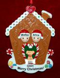 Couples Christmas Ornament Gingerbread Joy with Pets Personalized FREE at PersonalizedOrnamentsMarket.com by Russell Rhodes