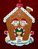 Single Dad Christmas Ornament Gingerbread Joy 1 Child with Pets Personalized FREE at PersonalizedOrnamentsMarket.com by Russell Rhodes