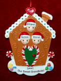 Grandparents Christmas Ornament Gingerbread Joy 3 Grandkids Personalized FREE at PersonalizedOrnamentsMarket.com by Russell Rhodes