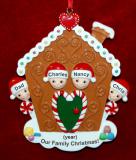 Single Dad Christmas Ornament Gingerbread Joy 3 Kids Personalized FREE at PersonalizedOrnamentsMarket.com by Russell Rhodes