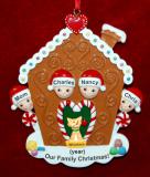 Single Mom Christmas Ornament Gingerbread Joy 3 Kids with Pets Personalized FREE at PersonalizedOrnamentsMarket.com by Russell Rhodes