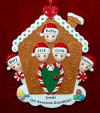 Grandparents Christmas Ornament Gingerbread Joy 5 Grandkids Personalized FREE at PersonalizedOrnamentsMarket.com by Russell Rhodes