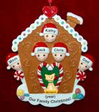 Family Christmas Ornament Gingerbread Joy for 5 with Pets Personalized FREE at PersonalizedOrnamentsMarket.com by Russell Rhodes