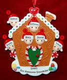 Grandparents Christmas Ornament Gingerbread Joy 6 Grandkids Personalized FREE at PersonalizedOrnamentsMarket.com by Russell Rhodes