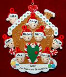 Grandparents Christmas Ornament Gingerbread Joy 8 Grandkids Personalized FREE at PersonalizedOrnamentsMarket.com by Russell Rhodes