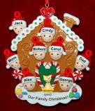 Family Christmas Ornament Gingerbread Joy for 8 with Pets Personalized FREE at PersonalizedOrnamentsMarket.com by Russell Rhodes