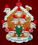 Family Christmas Ornament Gingerbread Joy Just the 8 Kids Personalized FREE at PersonalizedOrnamentsMarket.com by Russell Rhodes