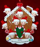 Grandparents Christmas Ornament Gingerbread Joy 9 Grandkids Personalized FREE at PersonalizedOrnamentsMarket.com by Russell Rhodes