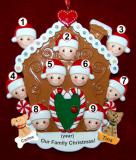 Group or Family Christmas Ornament Gingerbread Joy for 9 with 2 Dogs, Cats, Pets Custom Add-ons Personalized FREE at PersonalizedOrnamentsMarket.com by Russell Rhodes