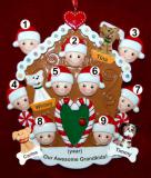 Grandparents Christmas Ornament Gingerbread Joy 9 Grandkids with 4 Dogs, Cats, Pets Custom Add-ons Personalized FREE at PersonalizedOrnamentsMarket.com by Russell Rhodes