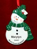 Daughter Christmas Ornament Green Snowman Personalized FREE at PersonalizedOrnamentsMarket.com by Russell Rhodes