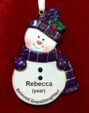 Granddaughter Christmas Ornament Purple Snowman Personalized FREE at PersonalizedOrnamentsMarket.com by Russell Rhodes