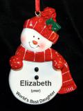 Daughter Christmas Ornament Red Snowman Personalized FREE at PersonalizedOrnamentsMarket.com by Russell Rhodes