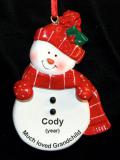 Grandchild Christmas Ornament Red Snowman Personalized FREE at PersonalizedOrnamentsMarket.com by Russell Rhodes