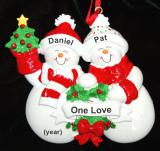 Couples Christmas Ornament Snow Family Personalized FREE at PersonalizedOrnamentsMarket.com by Russell Rhodes