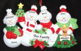 Family Christmas Ornament Snow Fam for 4 with Dogs, Cats, Pets Custom Added Personalized FREE at PersonalizedOrnamentsMarket.com by Russell Rhodes