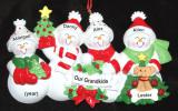 Grandparents Christmas Ornament Snow Fam 4 Grandkids with Pets Personalized FREE at PersonalizedOrnamentsMarket.com by Russell Rhodes