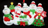 Family Christmas Ornament Snow Fam for 5 Personalized FREE at PersonalizedOrnamentsMarket.com by Russell Rhodes