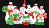 Grandparents Christmas Ornament Snow Fam 6 Grandkids with Dogs, Cats, Pets Custom Added Personalized FREE at PersonalizedOrnamentsMarket.com by Russell Rhodes